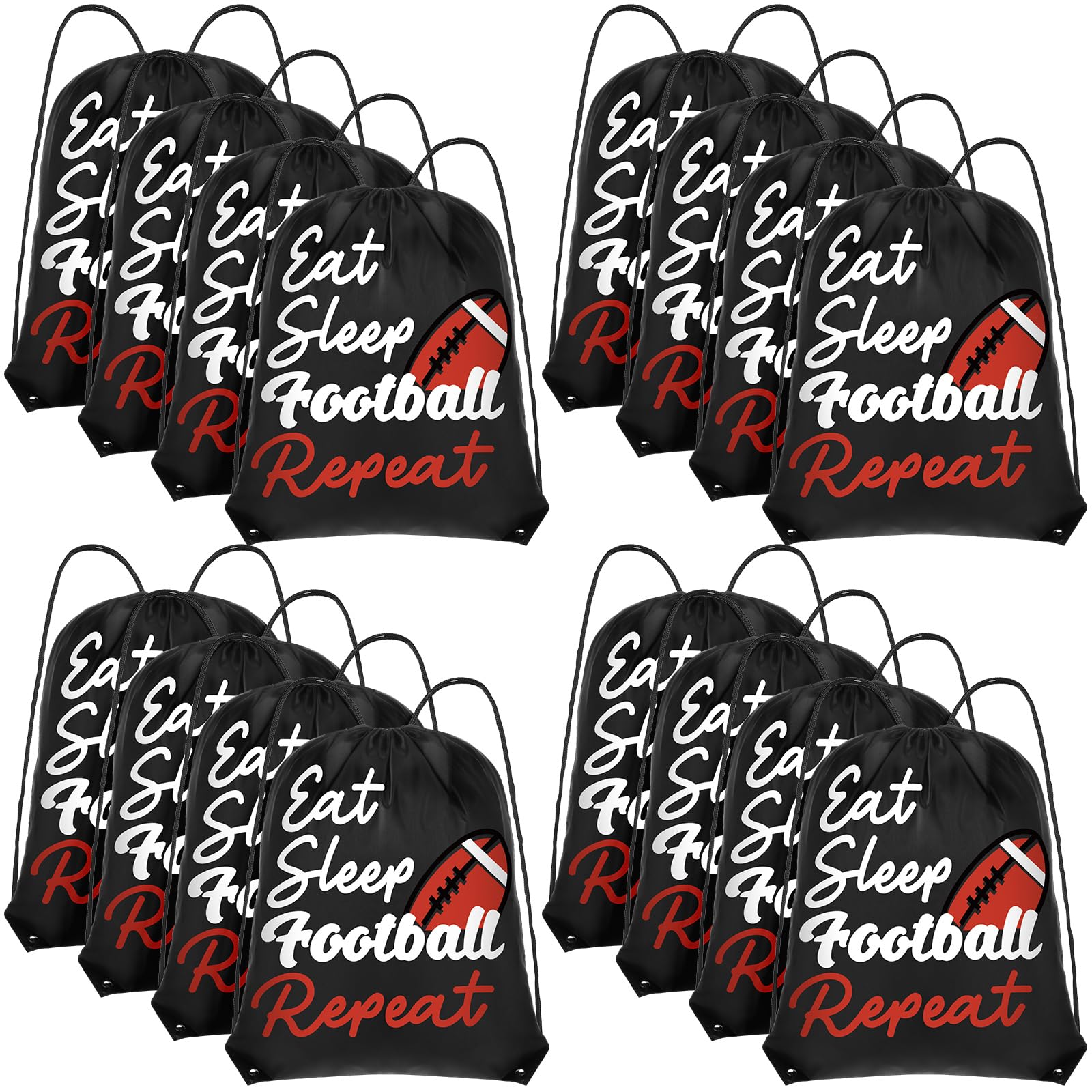 Windyun 16 Pcs Ball Drawstring Backpack Bulk Lightweight Draw String Bags Cinch Bags Drawstring Cinch Sack Tote(Football)