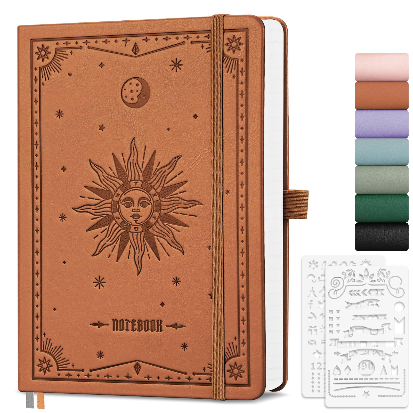 EMSHOI A5 Sketch Book Notebook, Blank Journal for Women and Men, 192 Pages,Thick Plain Notepad, Hardcover Leather Art Sketchbook for Drawing, Unlined, 14.5 x 21 cm - Brown