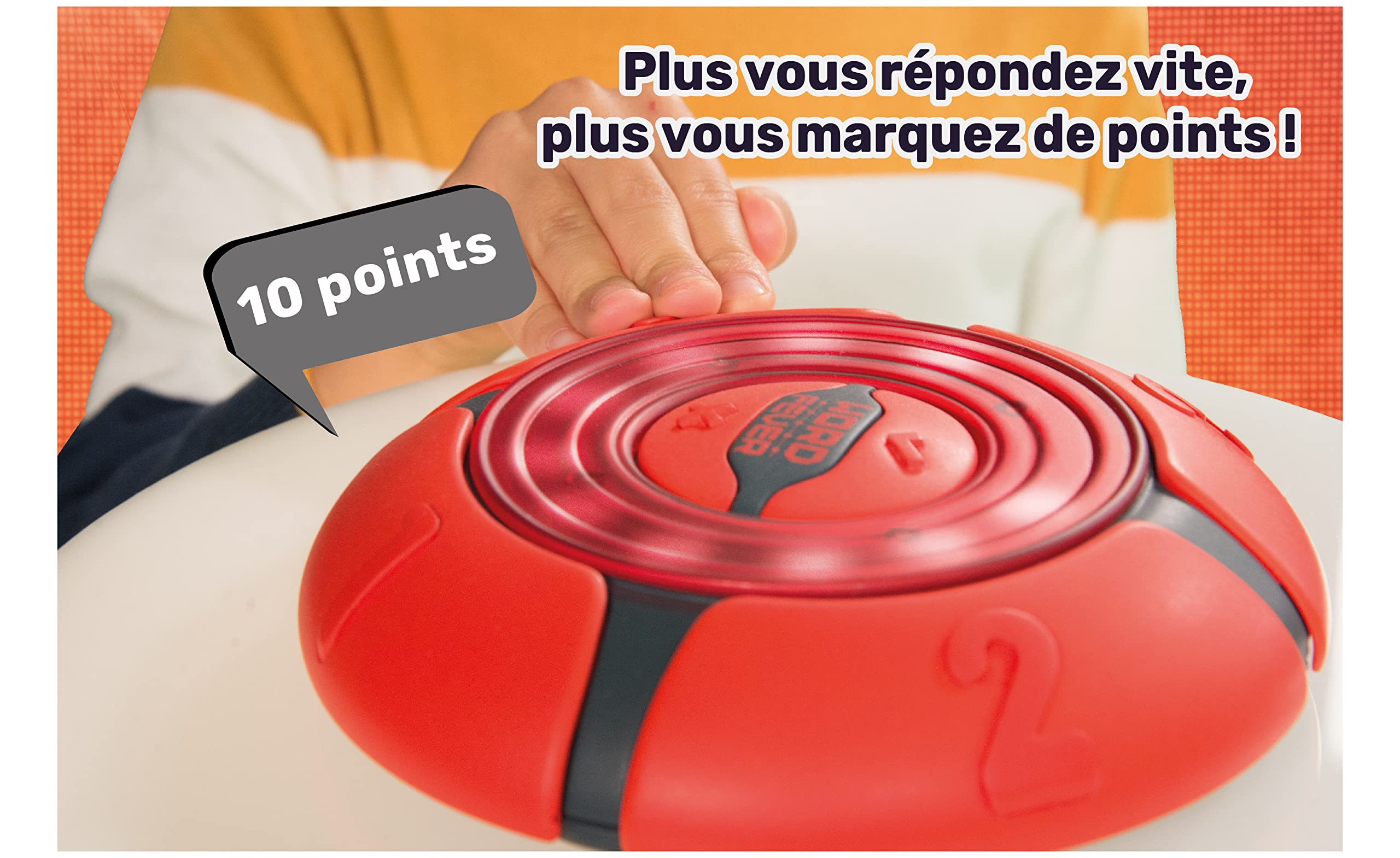 TOMY Word Fever, Jeu électroniques de devinettes/de Recherche de Mots avec Sons, Jeu du Petit bac, 3000 Questions - Famille, Convient aux Adultes et aux Enfants de 7+