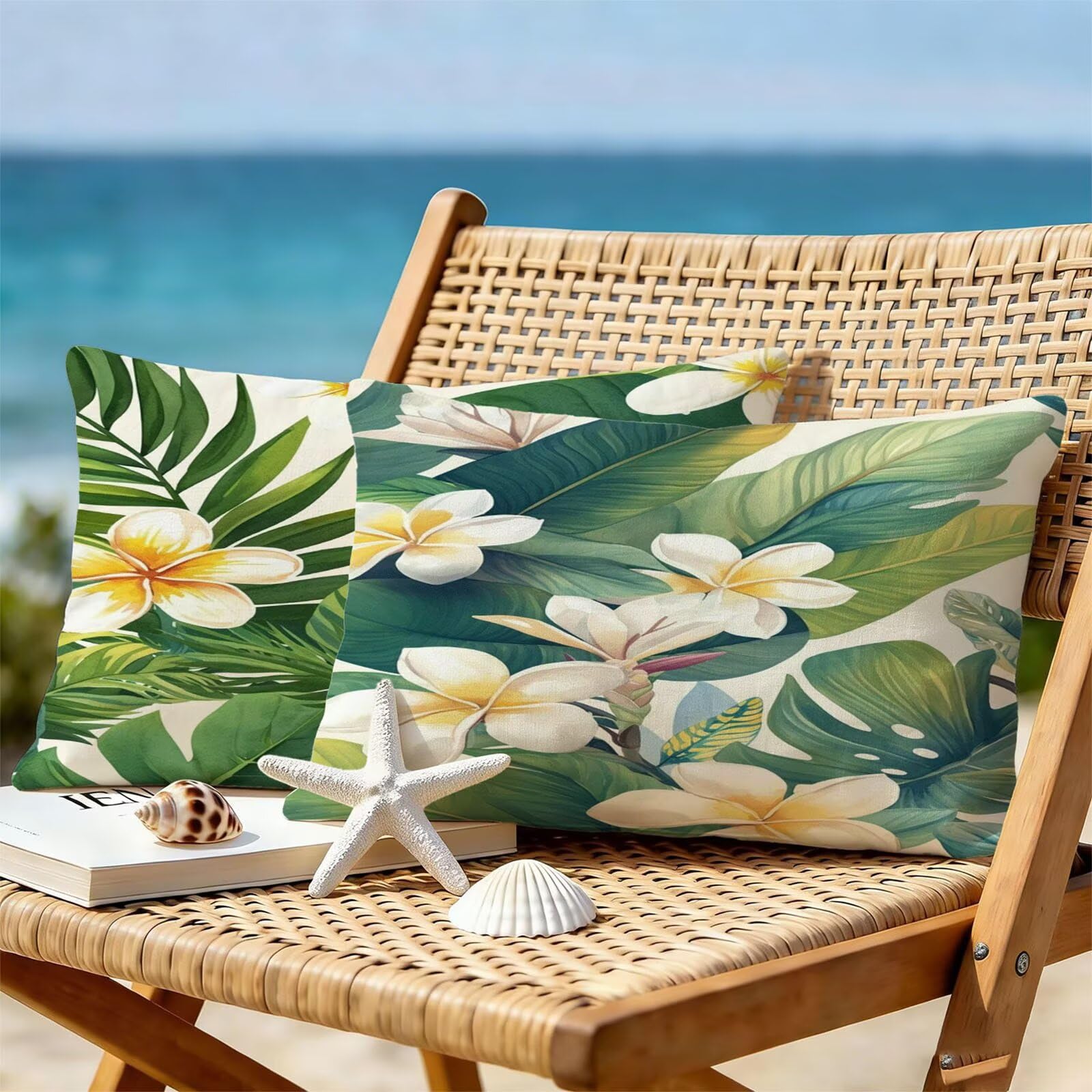 Générique Housse Coussin Exterieur Impermeable 30x50cm Vert Décoratif Taie d'oreiller Decoration Feuilles Tropicales Housse de Coussin Exterieur Impermeable pour Salon de Jardin Lot 2. T-3291