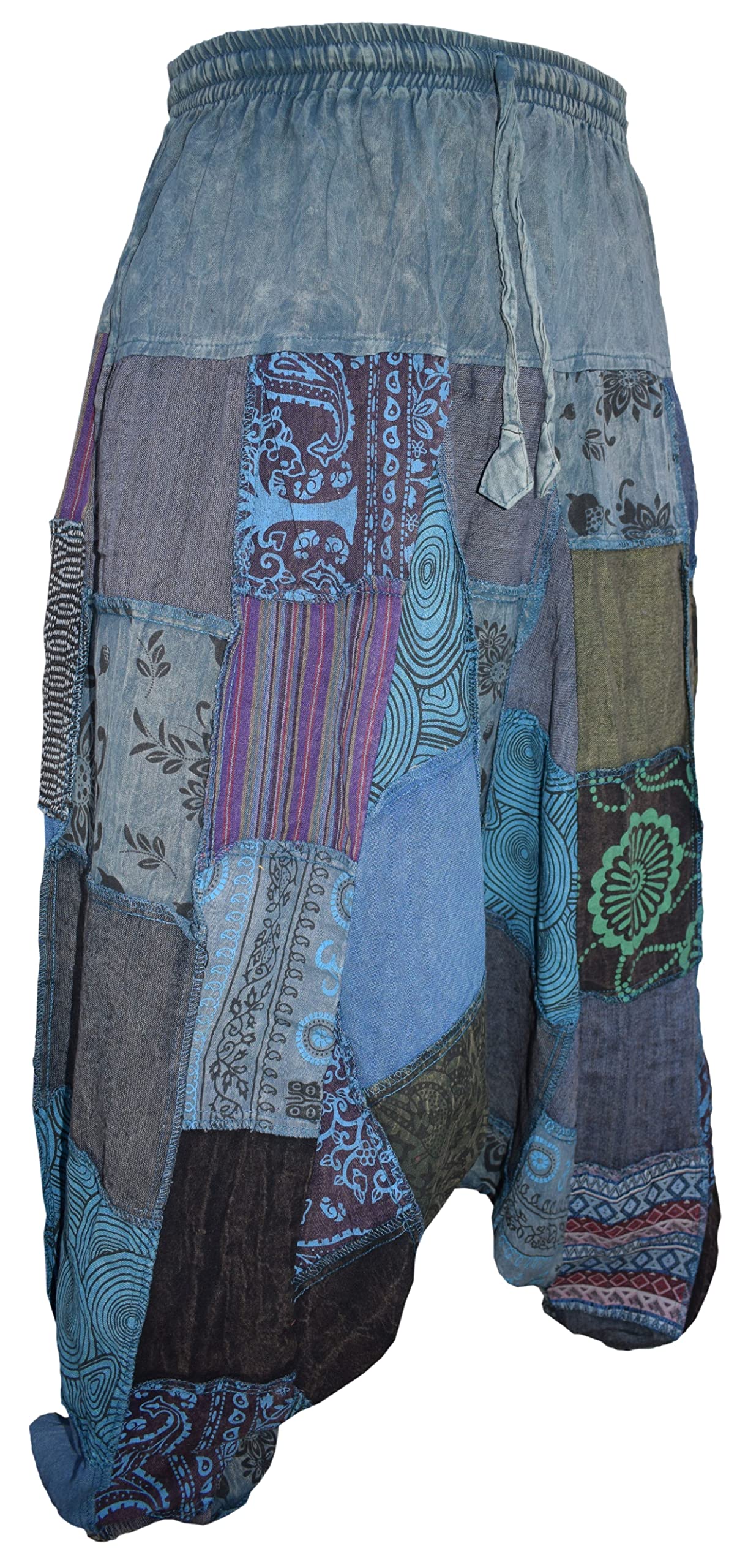 Gheri Pantaloni harem da uomo con stampa patchwork stone washed yoga bohémien larghi stampati