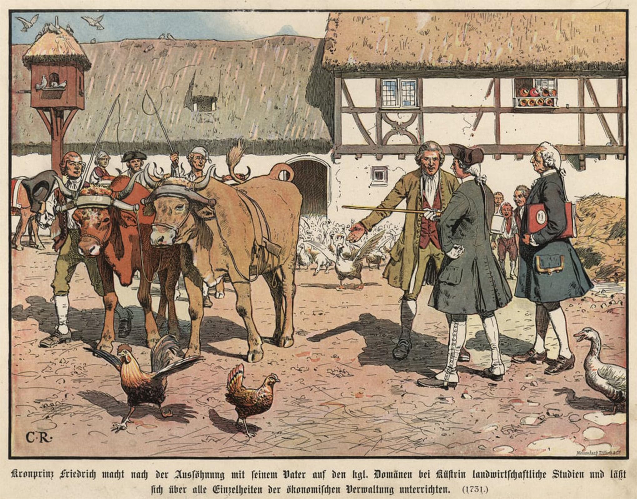 SERENDIPITP Retro Picture Poster Wall Art Pictures Painting Crown Frederick of Prussia Studying Agriculture by Carl Rochling Wall Art Canvas Print for Wall Decor 60x90cm