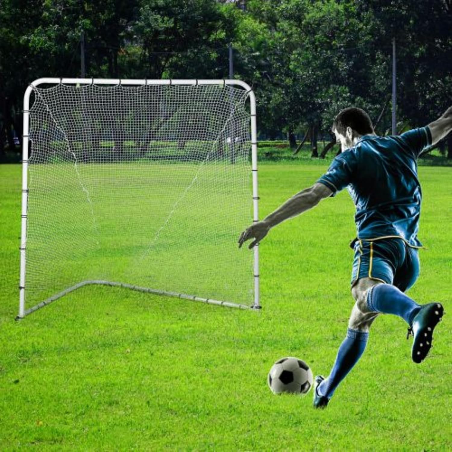 6' X 6' Folding Lacrosse Goal, Little Soccer Net, Backyard Lacrosse Net with Steel Frame, Soccer and Lacrosse Training Equipment for Kids and Adults