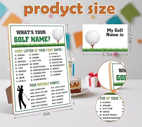 Miniatura 2 de Decoración de fiesta de golf, 30 calcomanías, perfecto para actividades de fiesta de cumpleaños, letrero de madera con soporte de 6 x 8 pulgadas