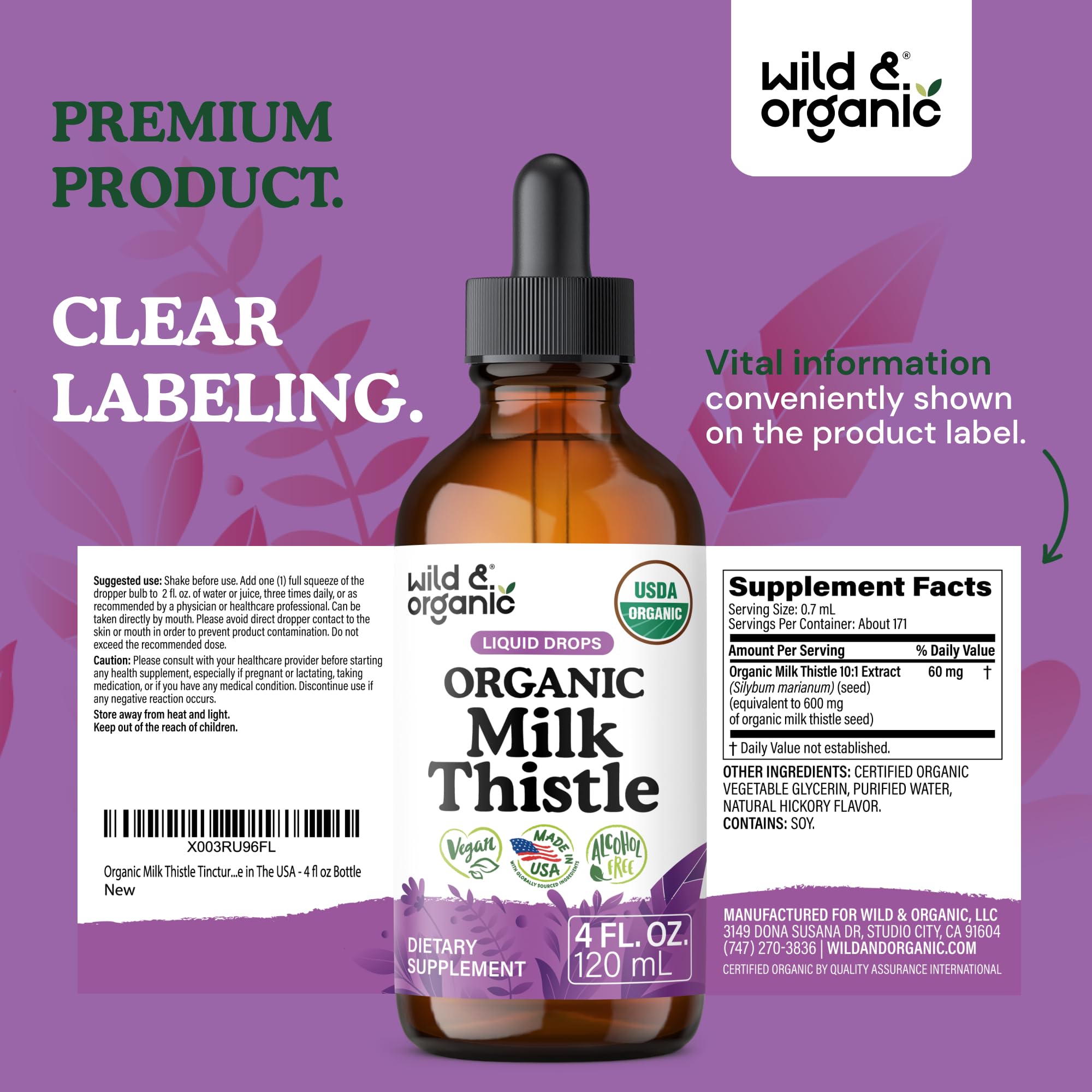 USDA Organic Milk Thistle Liquid Drops - Liver Cleanse Support - 4 oz — Amazon image 9
