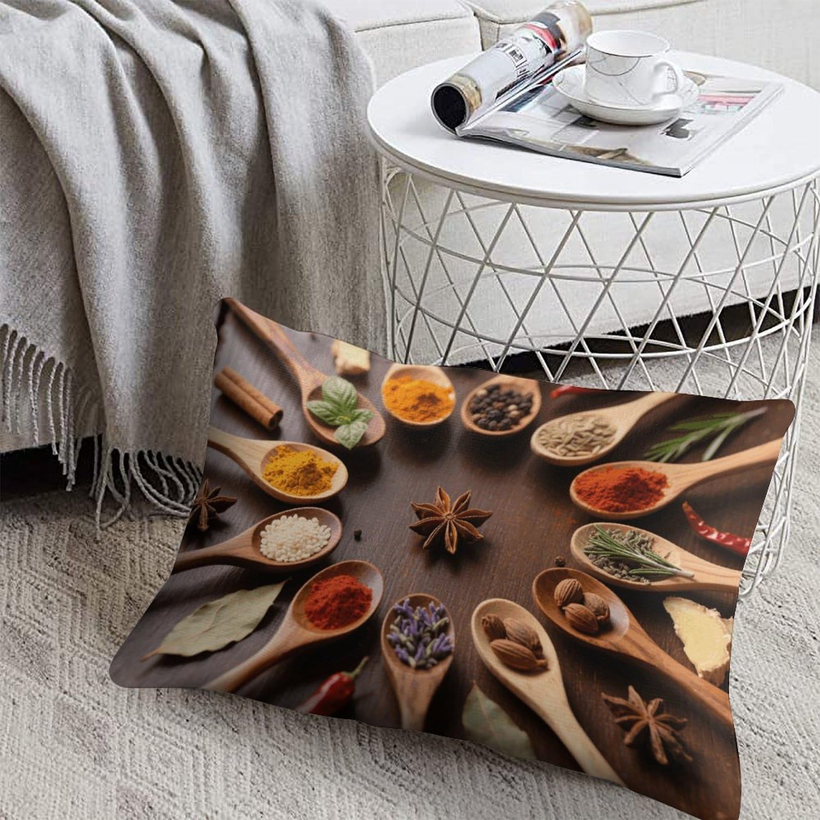 FodPand Decorative Throw Pillow Covers 8x12 Short Plush Spices Seasoning Spoon Body Pillowcase Cushion Cases with Invisible Zipper Rectangle Lumbar Pillow Shells for Sofa Couch Chair Bed Home Decor