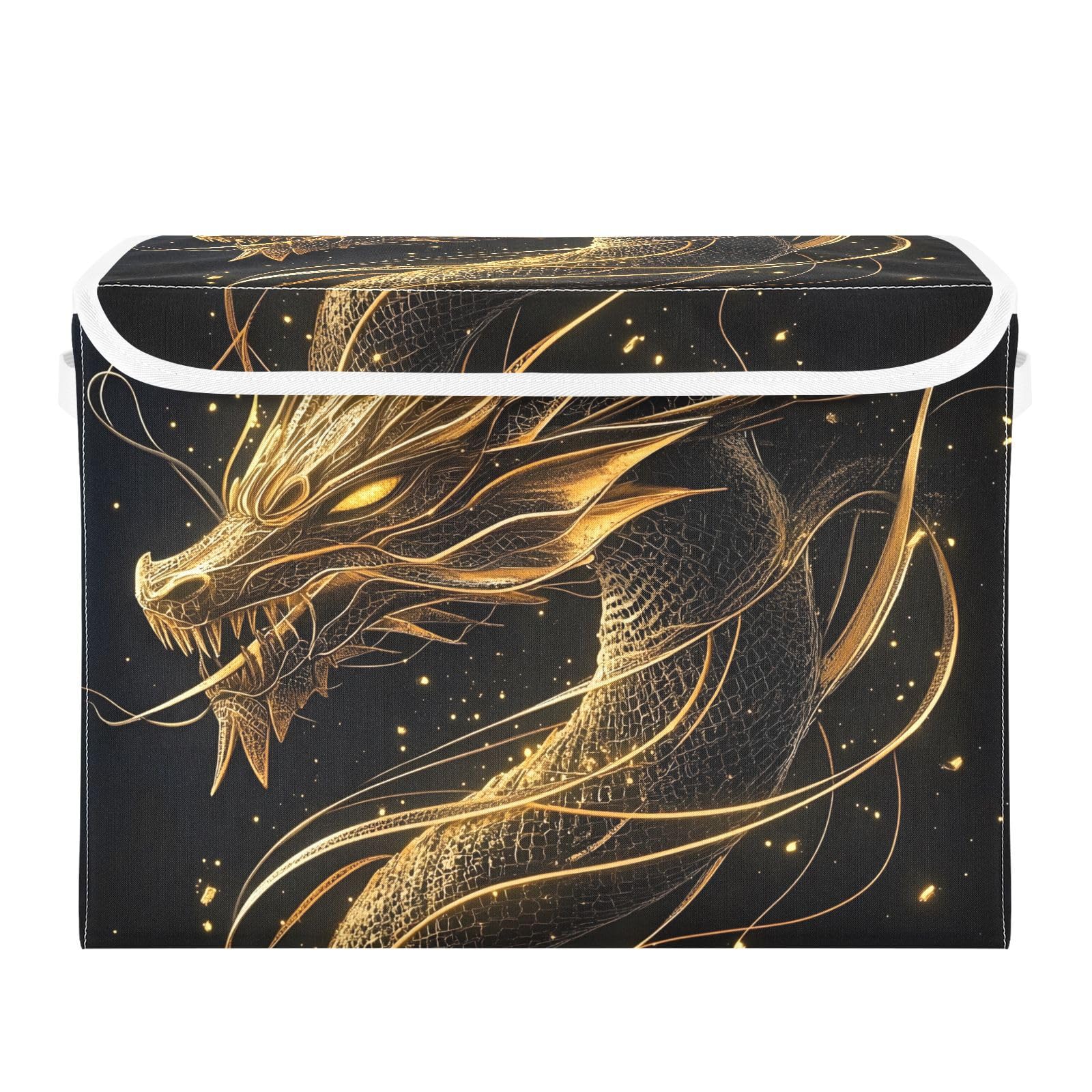 Boîte de rangement pliable dragon doré pour protéger les vêtements