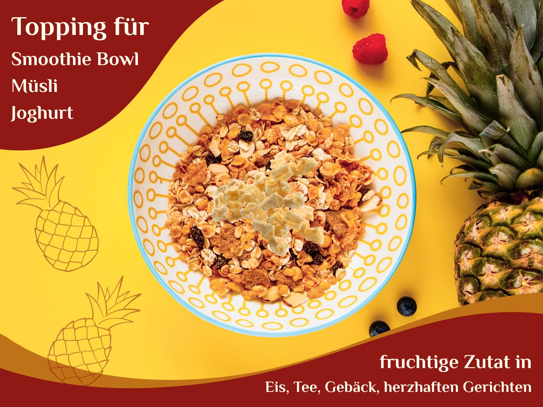 TALI Ananasstücke gefriergetrocknet 1 kg | Größe: 2-10 mm