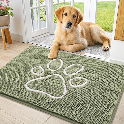 Miniatura 39 de Smiry Tapete para puerta de perro para patas fangosas, absorbente que atrapa la suciedad, antideslizante, de secado rápido, lavable, tapete de