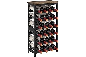 Freestanding 6-Tier Floor Bamboo Wine Rack with Brown Table Top