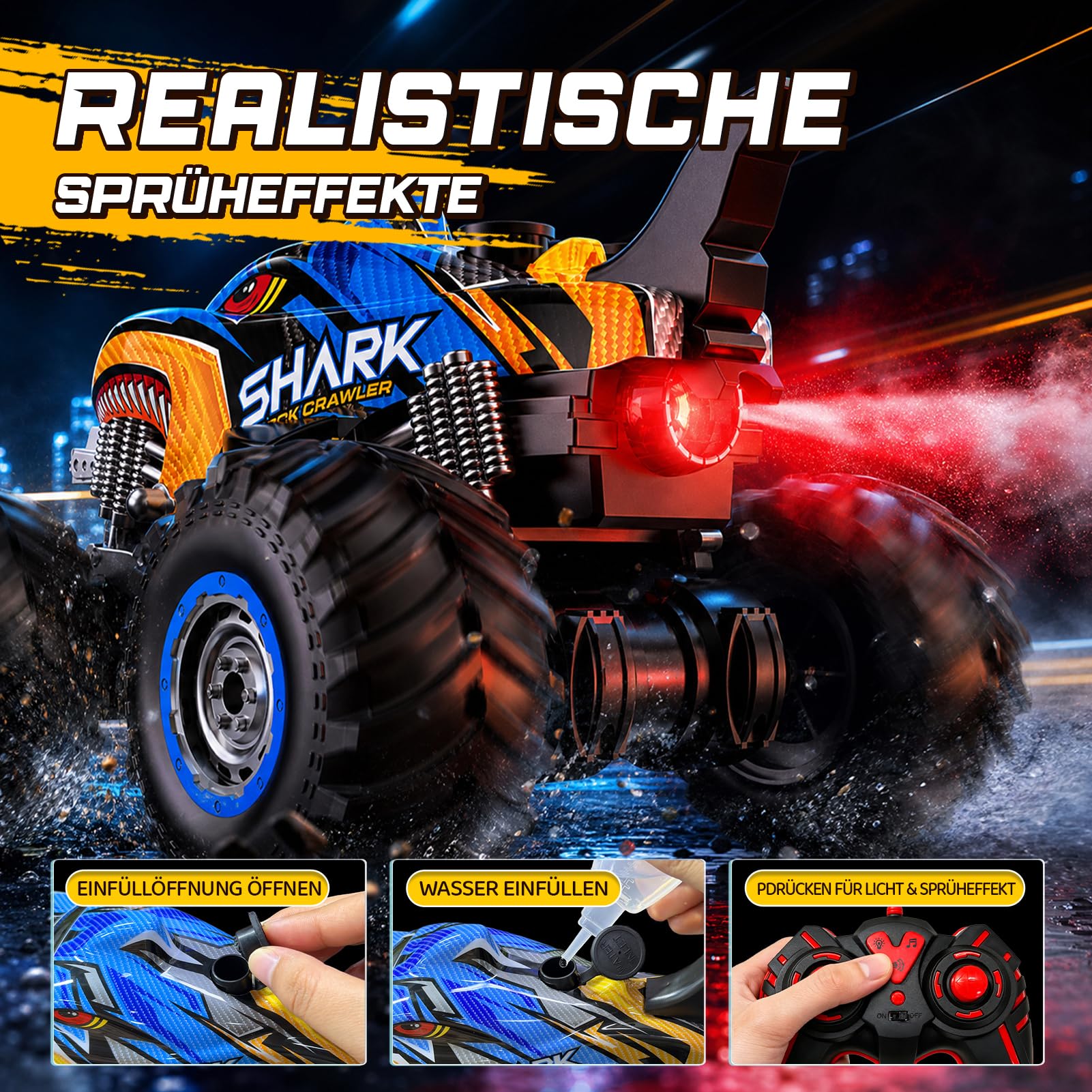 HappyGoLucky Voiture Télécommandée, Monster Truck Jouet Enfant 3-12 Ans