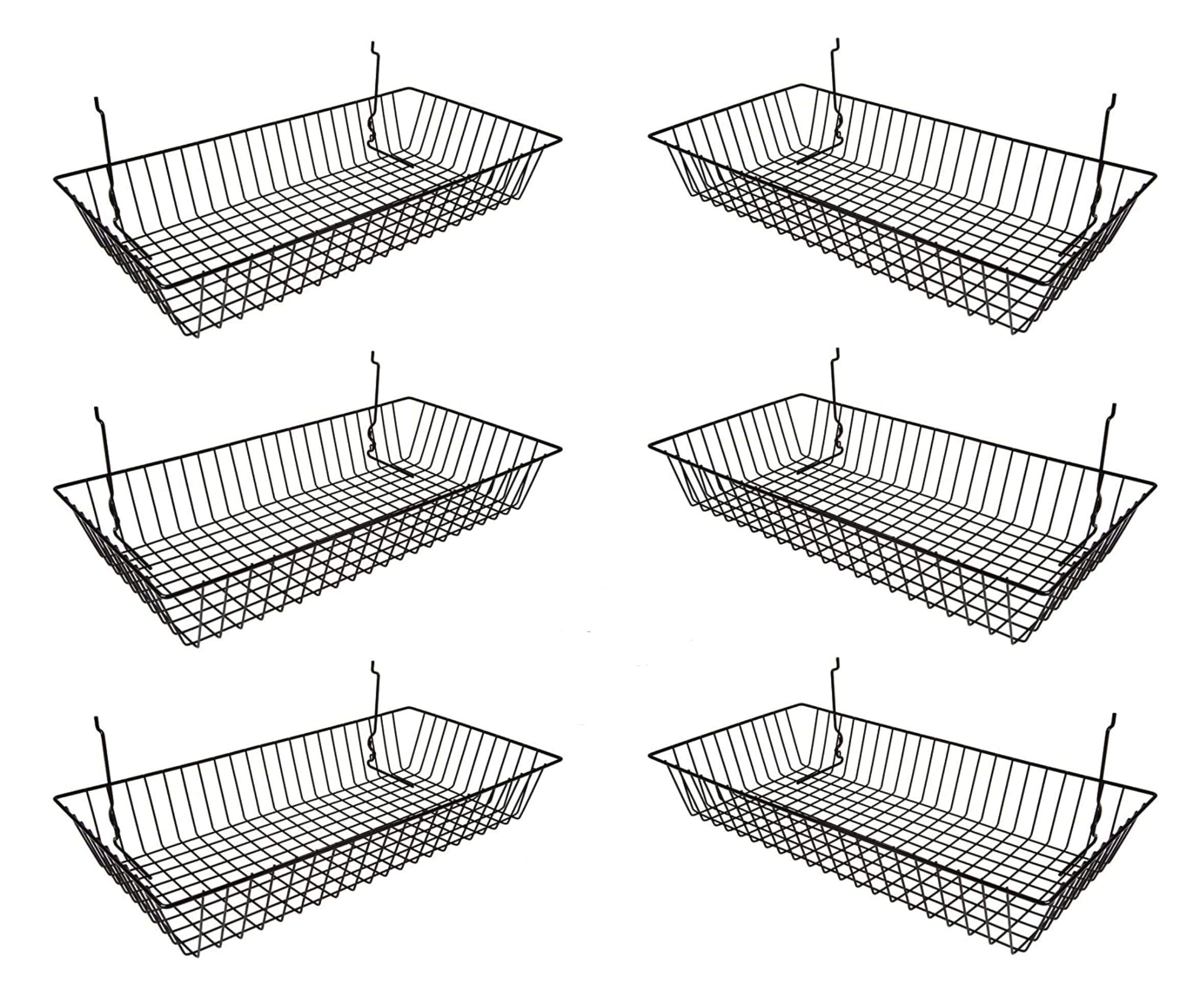 Only Garment Racks 5624BLACK (6) Only Garment Racks - Set of (6) Baskets Designed for Gridwall, Slatwall and Pegboard - Black Finish - Dimensions: 24"