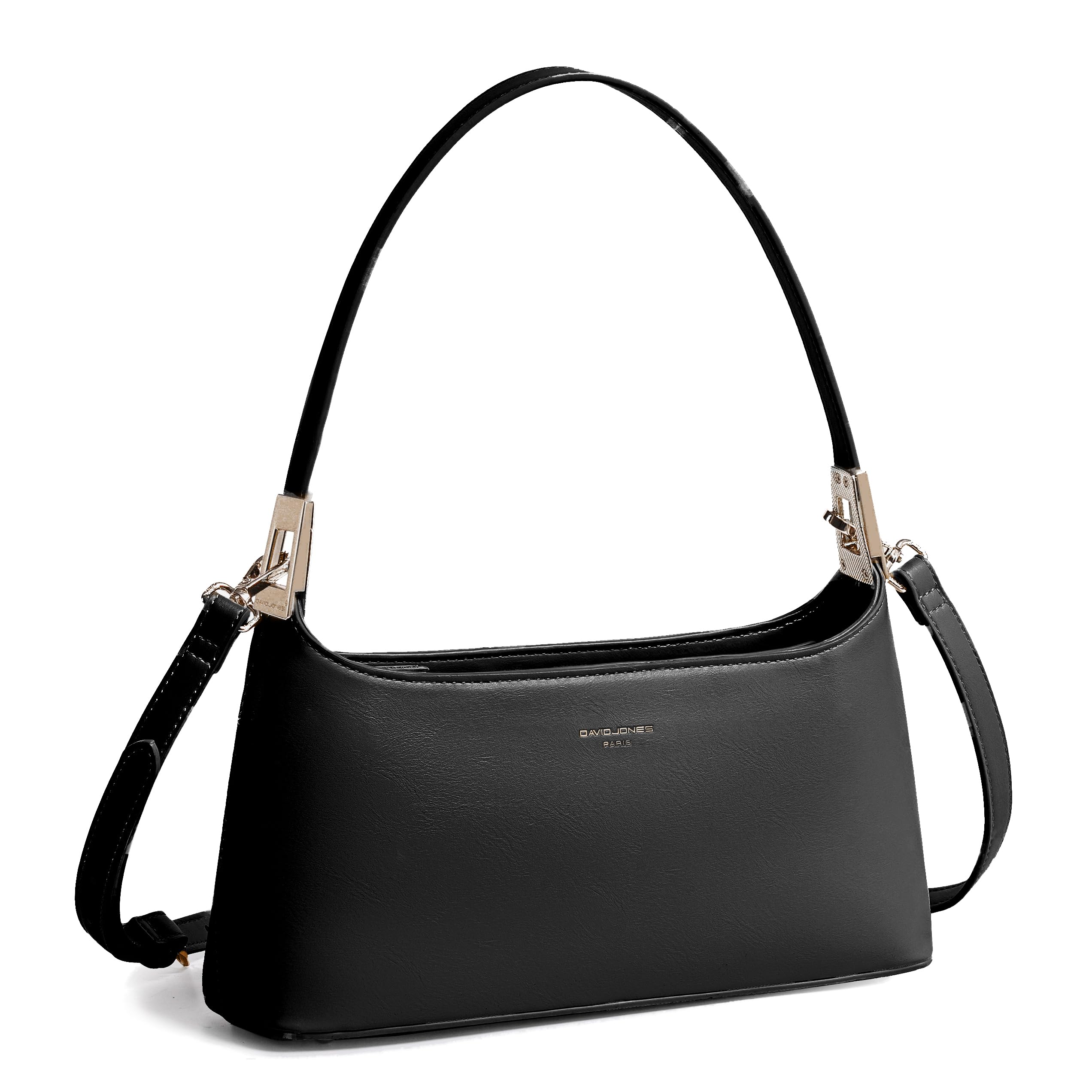 David Jones - Bolso de Hombro Mujer - Bolso de Mano Bajo El Hombro con Brazo - Bolso Bandolera Pequeño Piel sintética - Bolso Elegante - Negro
