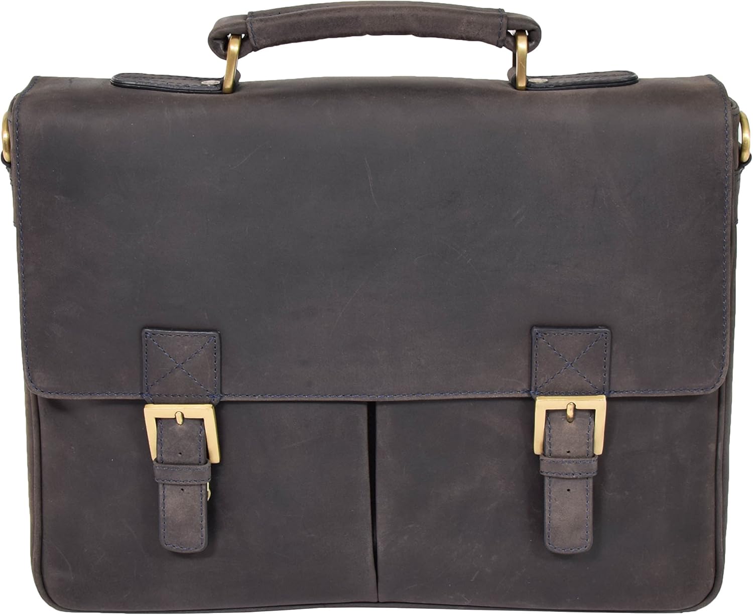 Real Leather Briefcase Cross Body Satchel Messenger Organiser Bag Cobar Blue