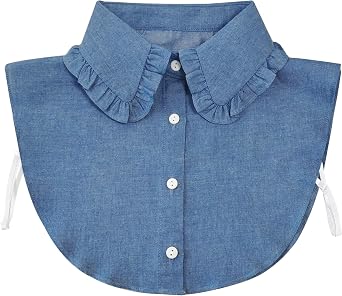 Shinywear Fake Collar Detachable Dickey Blouse for Women Dickies Half Shirts, Ruffled Faux False Collar Inserts
