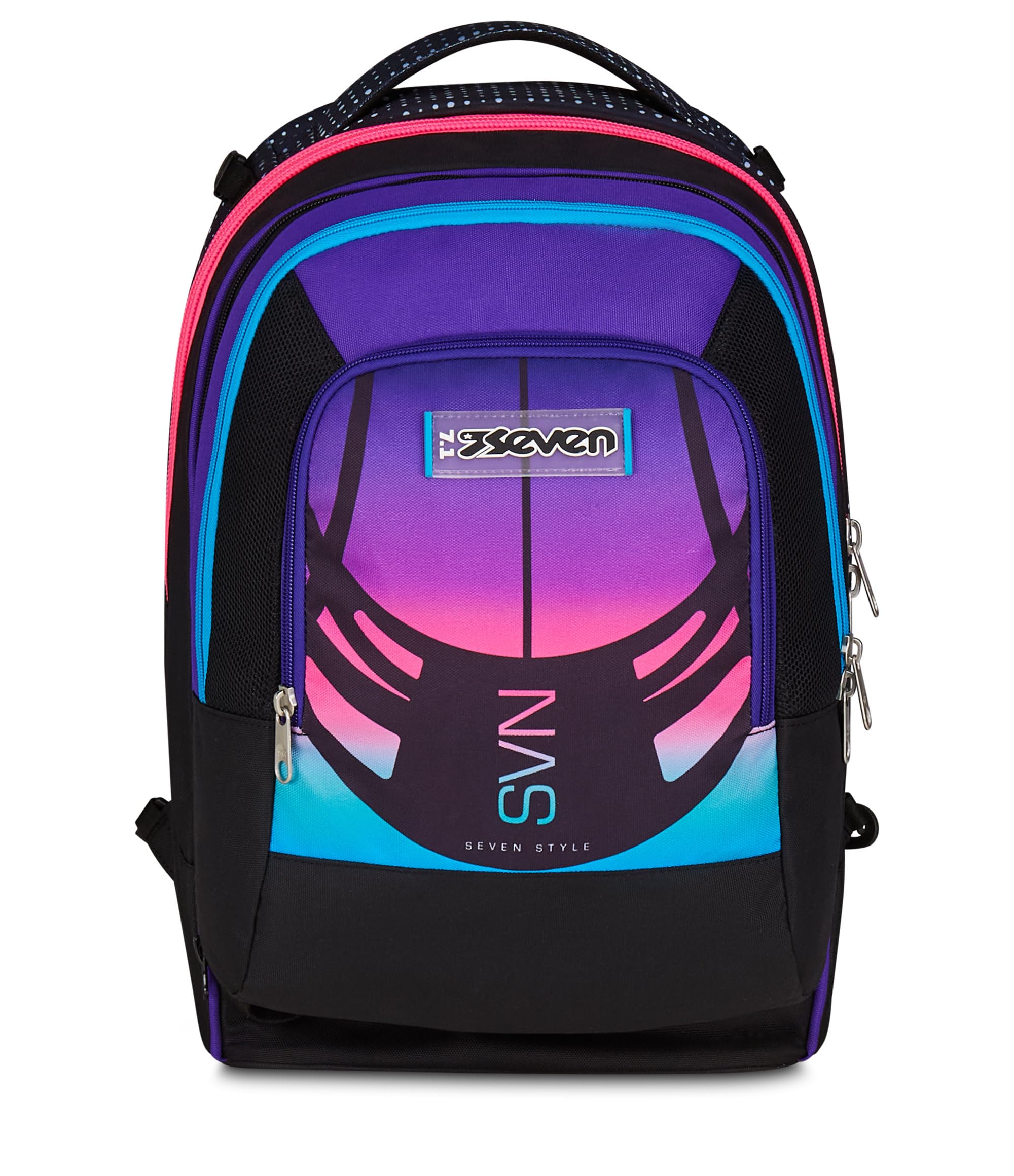 Seven Trolley Scuola Jack 3 Ruote Detach Nuanced, Fucsia Azzurro, Zaino Con Carrello Sganciabile Da 37 Litri, Tasca Borraccia, Zainetto Staccabile, Multiuso e Spazioso, Per Scuola Elementare e Media,