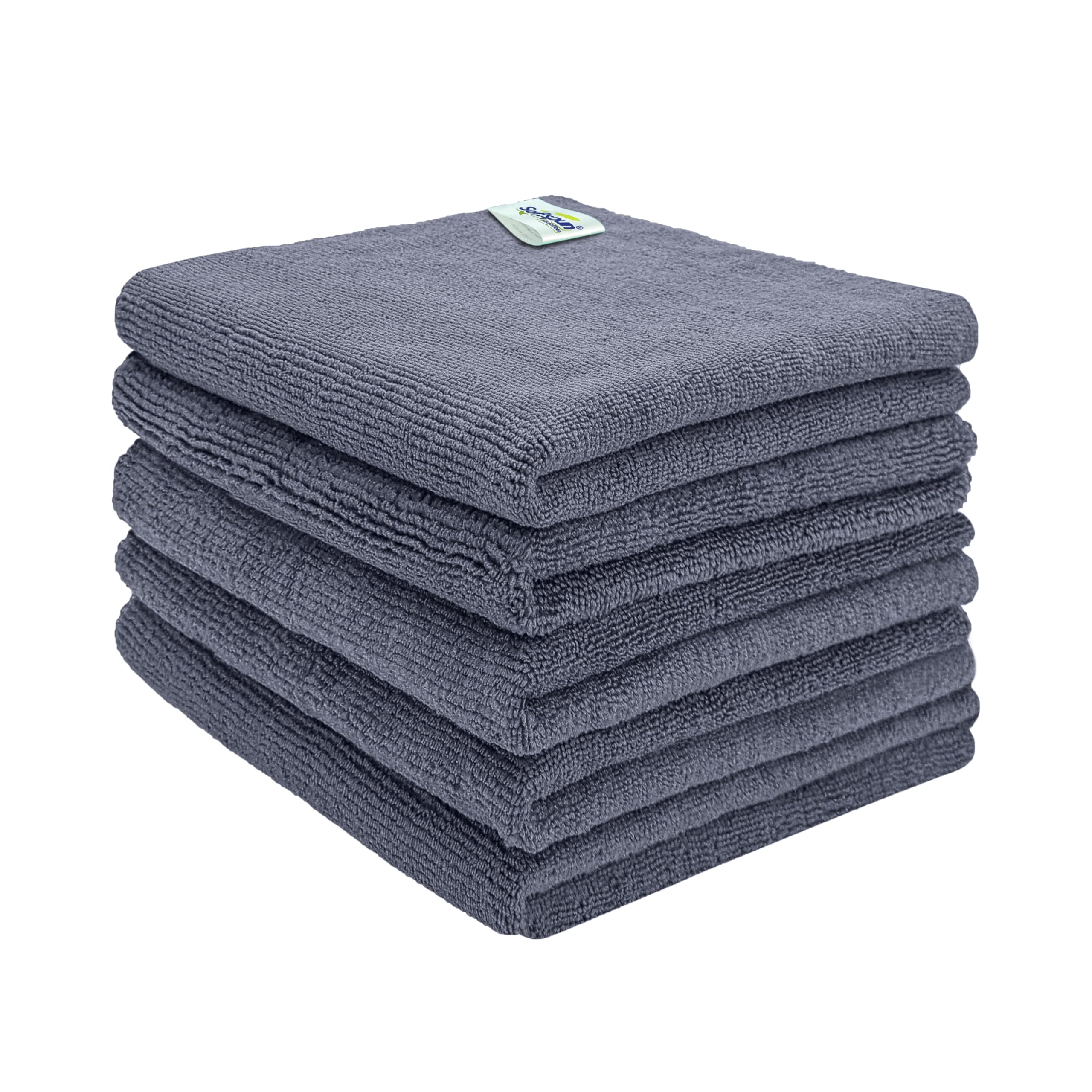 Microfiber Cloth - 5 pcs - 40x40 cms - 340 GSM Grey- Thick Lint & Streak-Free Multipurpose Cloths - Automotive Microfibre Towels for Car Bike Cleaning Polishing Washing & Detailing