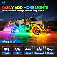 Vista 4 de MICTUNING C2 Max RGB+IC Chasing Color Rock Lights - Kit de Luces LED de 8 Módulos para Iluminación Inferior, Modos de Iluminación Dinámicos