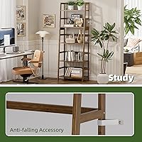 Vista 7 de Estante de escalera, estantería de 5 niveles, estantería resistente de bambú, estante de almacenamiento de madera abierta independiente, soporte