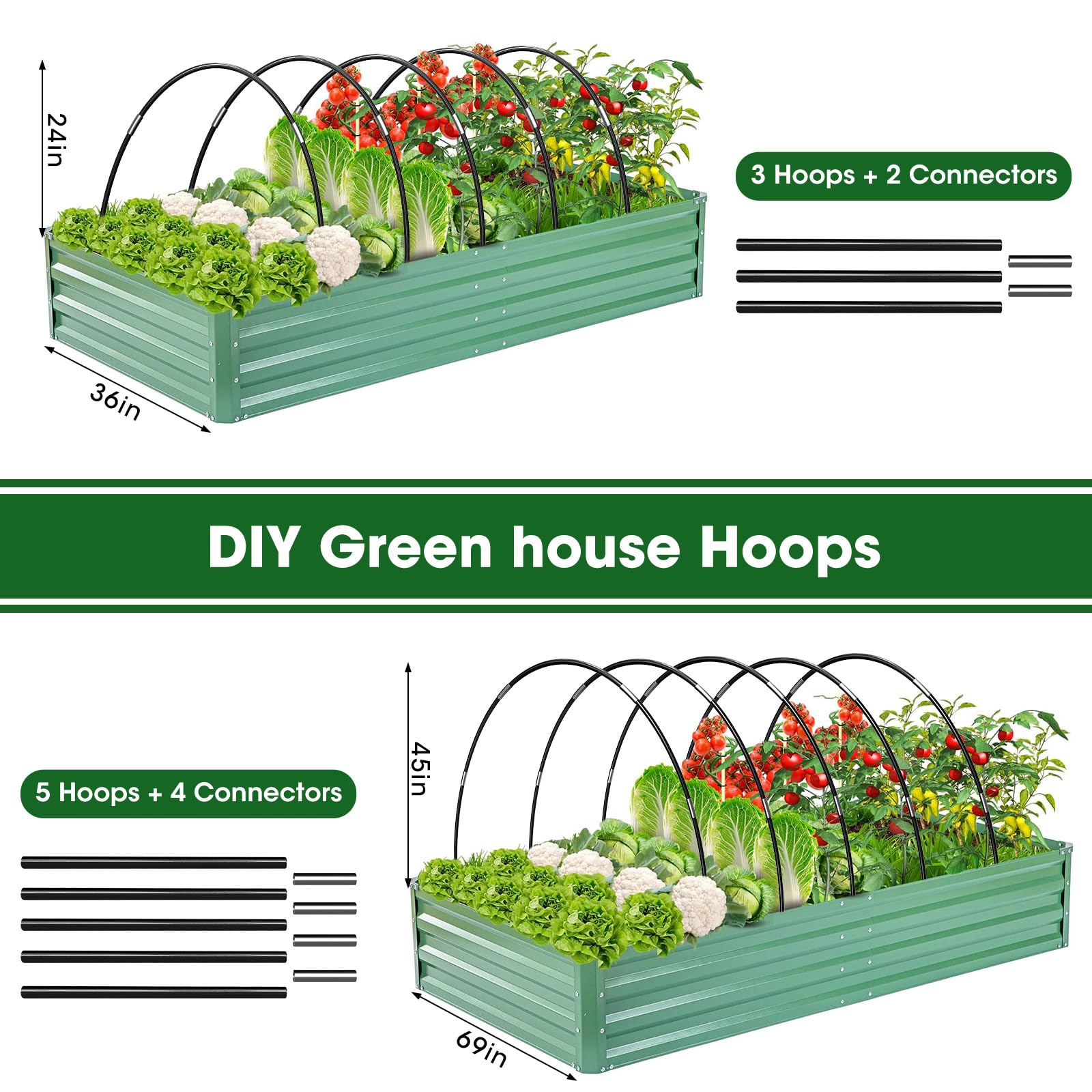 HEBEOT Plant Tunnel Bogen Glasvezel Kas Banden DIY