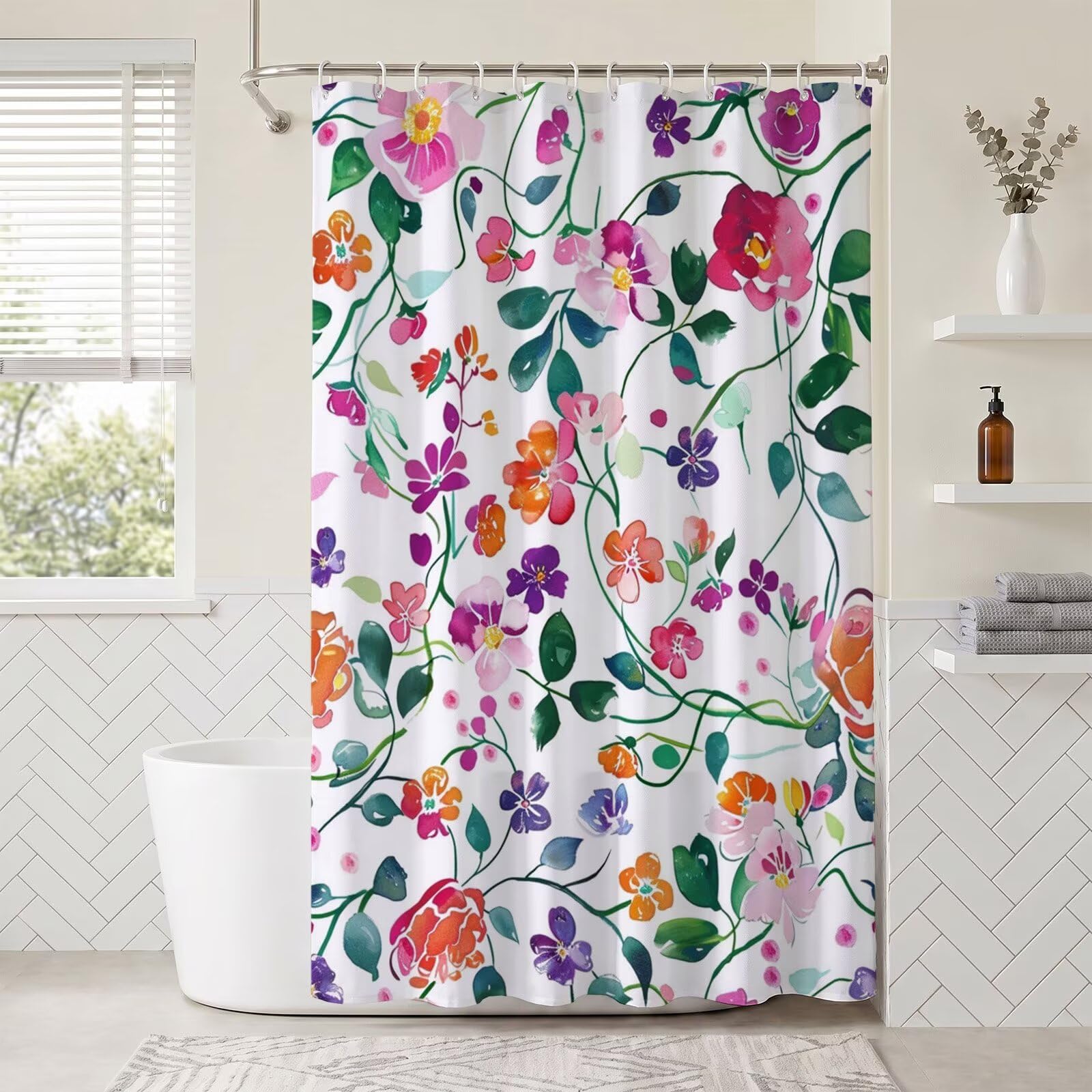 Rideaux baignoire 180x200 polyester lavable avec accessoires douche