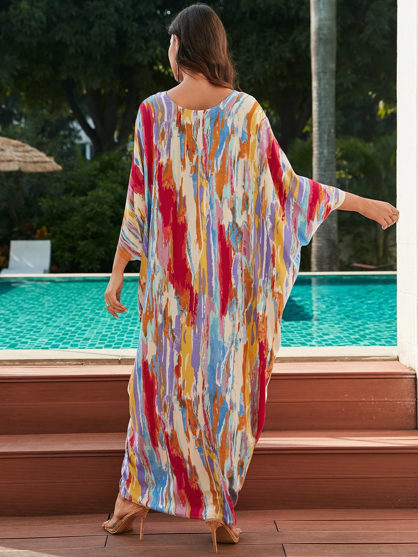 Copricostume da Bikini Costume da Bagno Donna Cover Up Sciolto Caftano Bikini Set Abito Spiaggia Maxi Abiti per Vacanza