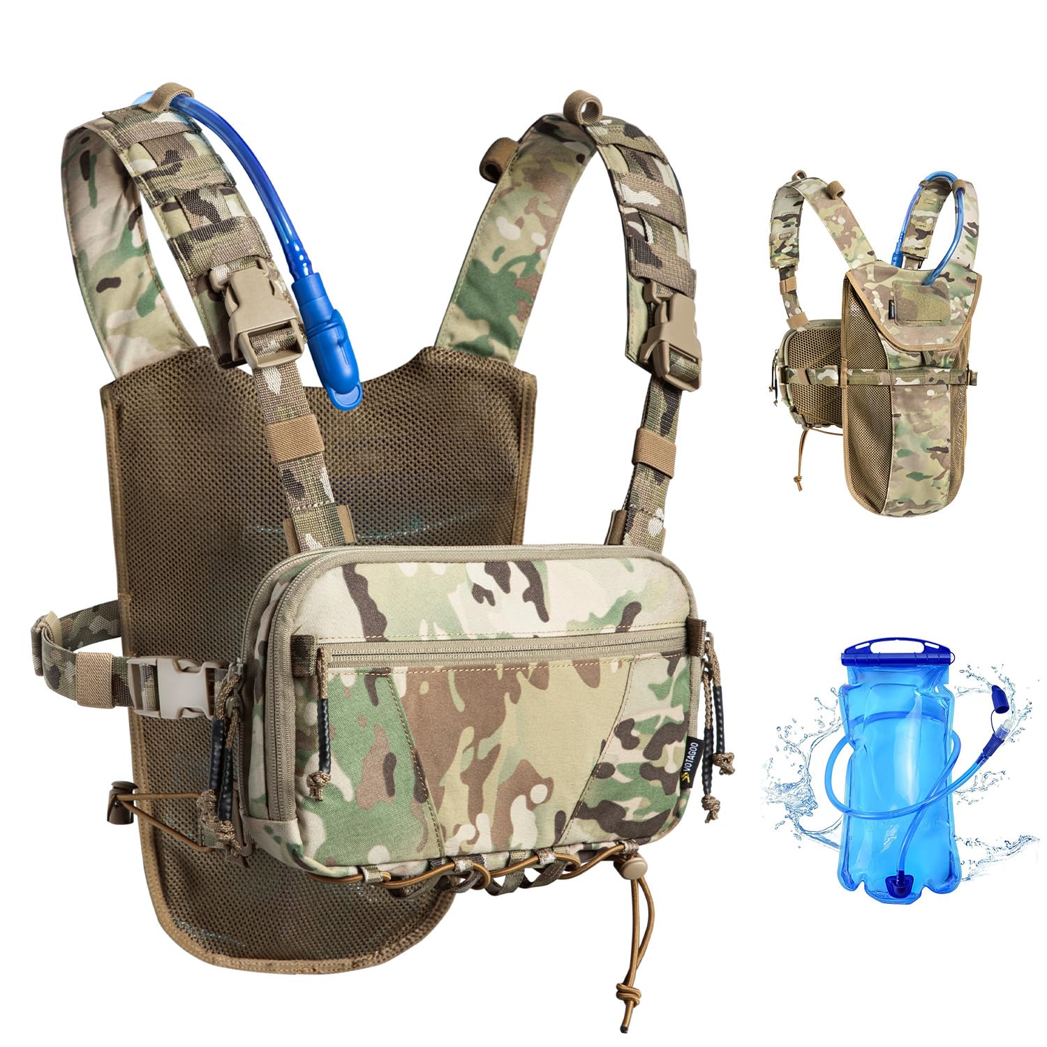 VOTAGOO Gilet d'hydratation léger pour la course à pied avec poche à eau de 2 l, sac à dos pour la randonnée, le cyclisme, la chasse, l'escalade, pour homme et femme