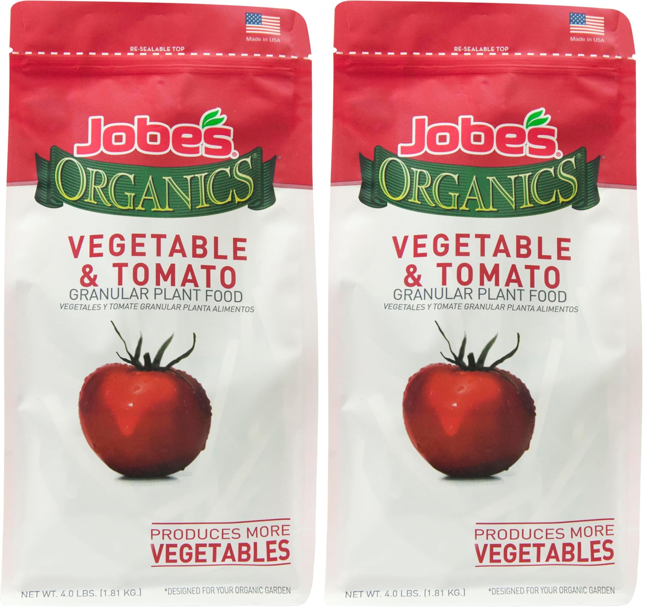 Jobe’s Organics Granular Garden Fertilizer, Easy Plant Care Fertilizer for Vegetable Gardens and Tomato Plants, 4 lbs Bag (Pack of 2)