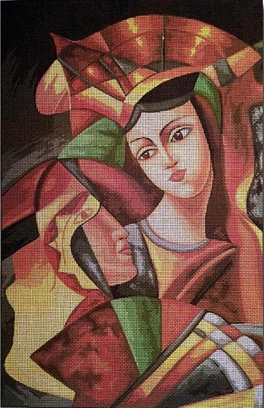 Ensemble de broderie numéros point de croix Picasso 40x25cm avec kit tapisserie fil coton