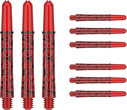 Target Darts 3 ejes de dardos Pro Grip rojo intermedio de diseño de tinta, 9 pulgadas en total