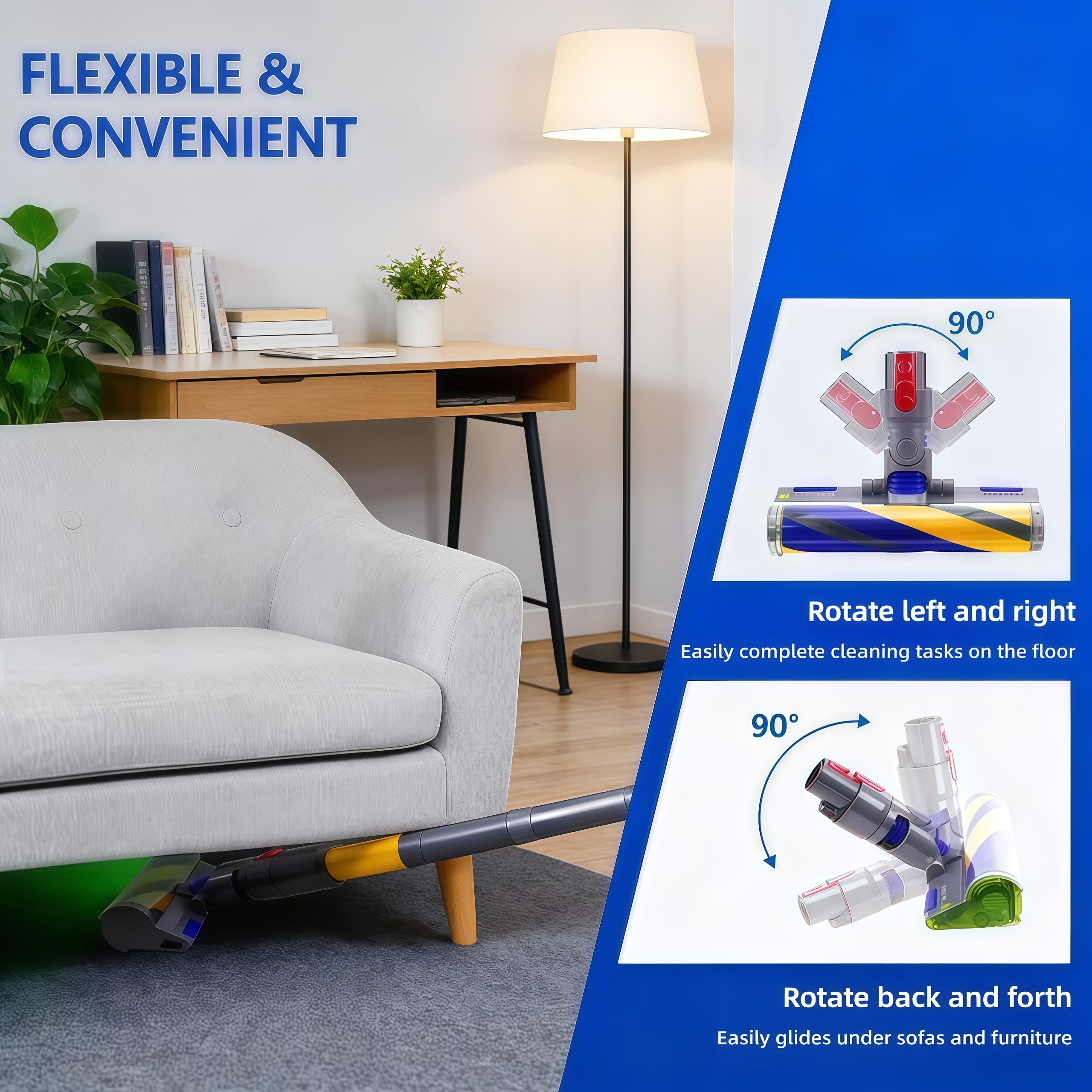 Cabezal de cepillo óptico ligero y suave de repuesto para aspiradoras inalámbricas Dy-son V7, V8 V10 Absolute, V11 V15, cabezal de rodillo suave con luz LED verde de repuesto para suelo duro