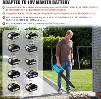 Honeyhouse 18V akkumulátoros lombfúvó Makita kompatibilis, 50 m/s szélsebesség 3
