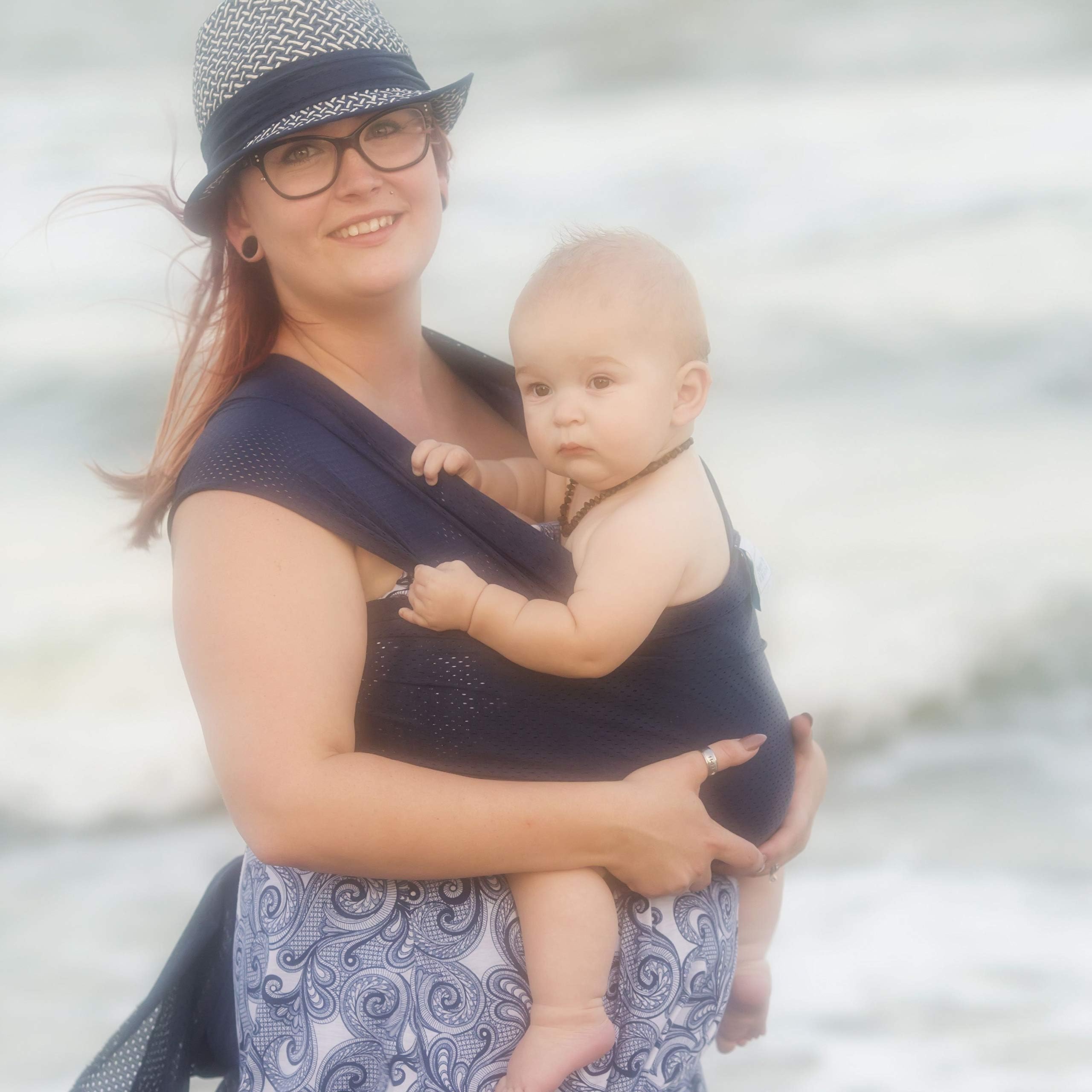 Beachfront Baby Wrap - Versatile Water & Warm Weather Baby Carrier | Made in USA with Safety Tested Fabric, CPSIA & ASTM Compliant | Lightweight, Quick Dry (Navy, One Size)
