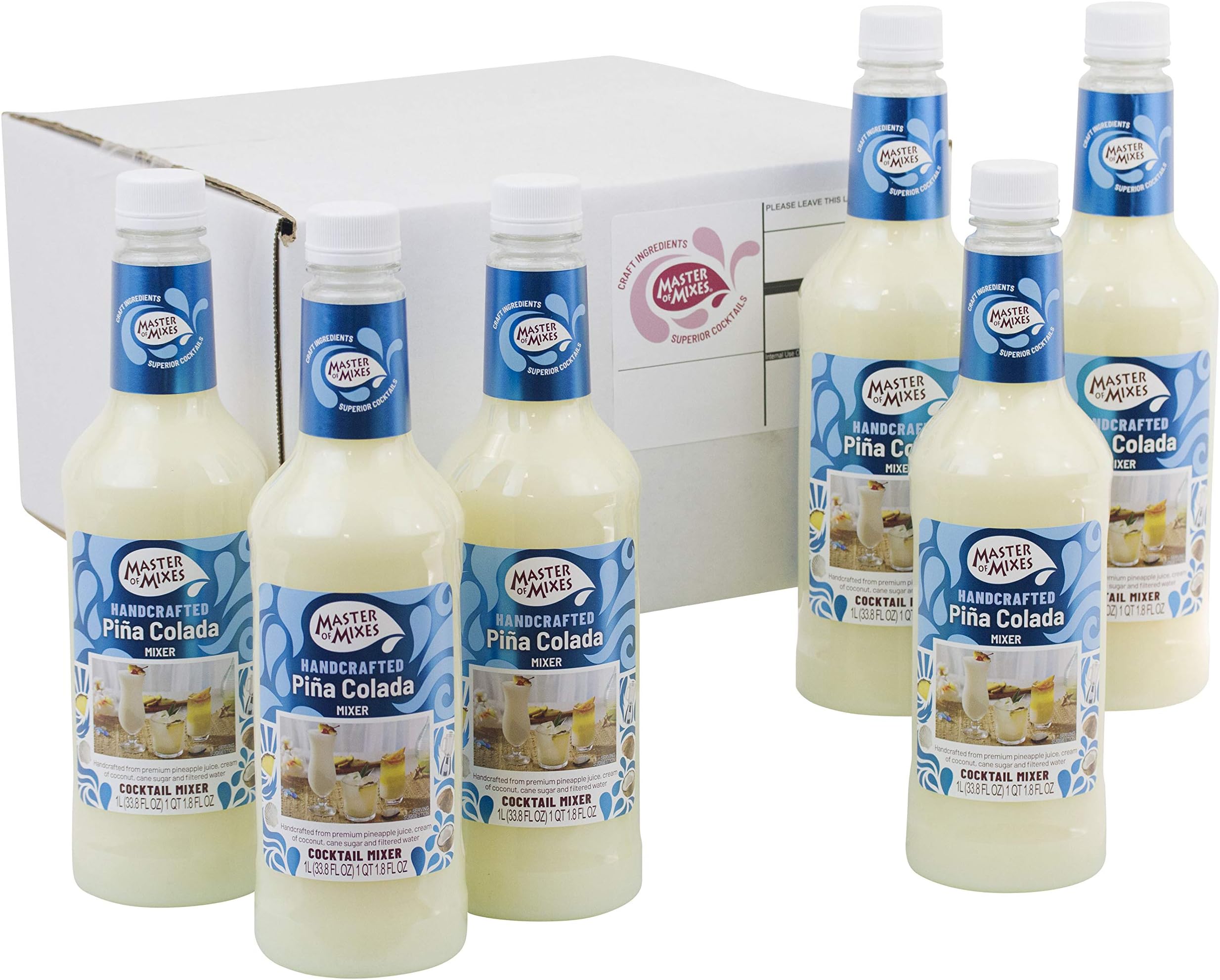 MASTER OF MIXESPina Colada Drink Mix, Ready To Use, 1 Liter Bottle (33.8 Fl Oz), Pack of 6