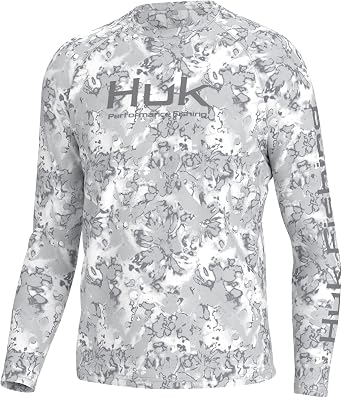 HUK Mens Pursuit Crew Long Sleeve Shirt, Sun Protecting Fishing Shirt