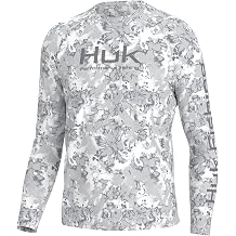 HUK Mens Pursuit Crew Long Sleeve Shirt, Sun Protecting Fishing Shirt