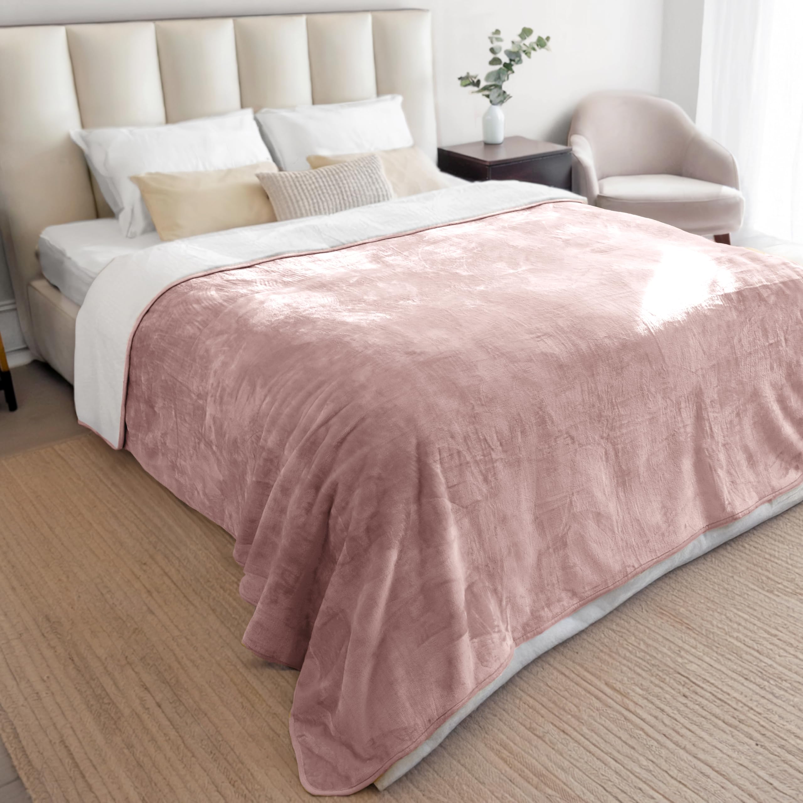 Dreamzie - Coperta Impermeabile per Cani 152x203 cm - Copridivano Reversibile Lavabile in Pile Sherpa -Telo Impermeabile per Letto o Divano - Copriletto Impermeabile - Rosa Chiaro