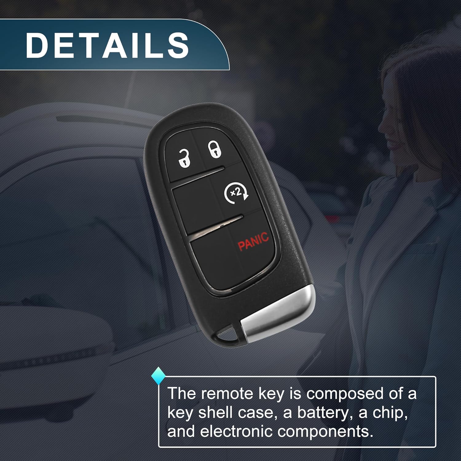 Keyless Entry Remote for Ram 1500 2500 3500 2013-2019 433Mhz GQ4-54T 4 Button Reusable | Control Replacement Car Key Fob 1 Pcs