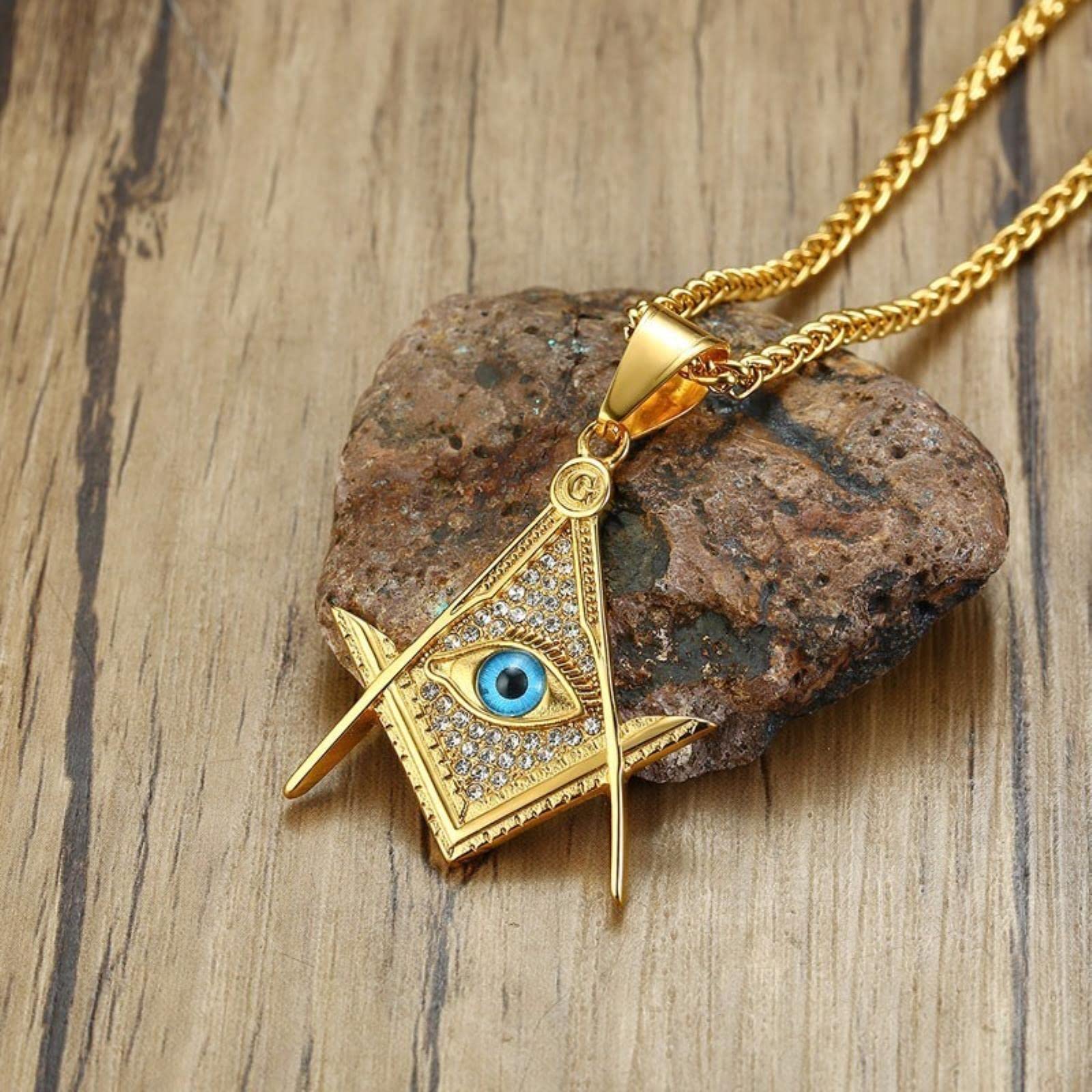 Gothic Rvs Alziend Oog Hanger Ketting Mannen Illuminati Oog Van Voorzienigheid Gods Oog Ketting Sieraden Chain