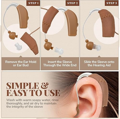 Miniatura 3 de Protectores y clips para audífonos (paquete de 2) Cubierta de tela con cable con cierre para proteger de la suciedad, el polvo, el sudor y la