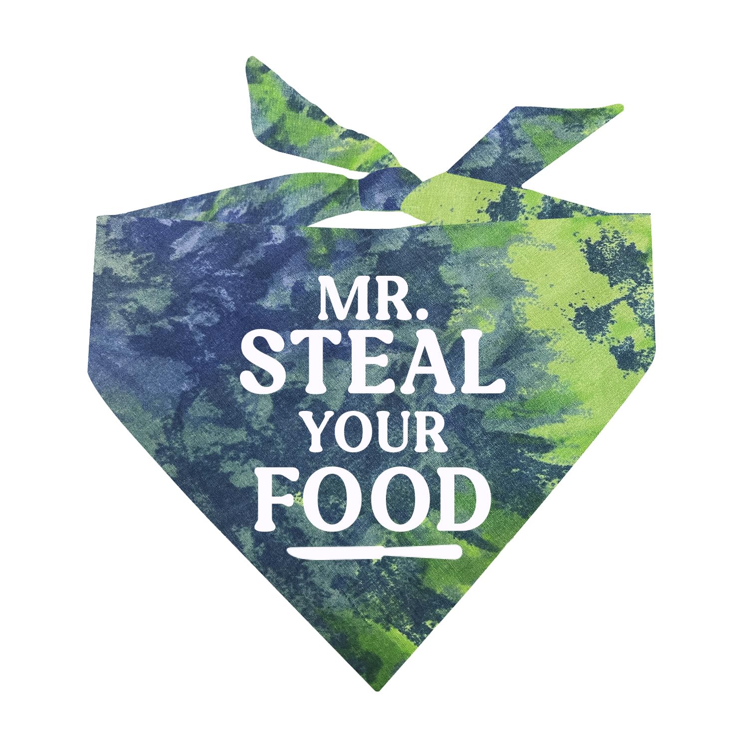 Mr. Steal Your Food Thief Dog Bandana (Green/Blue Scrunch, OS 1112)