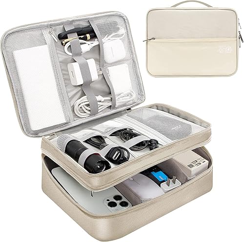 VOCUS Estuche organizador electrónico de viaje, bolsa organizadora de cables para accesorios electrónicos, funda de almacenamiento grande de doble