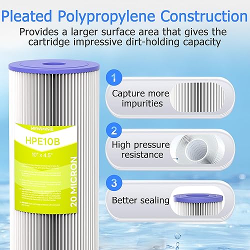 Miniatura 3 de Cartucho de filtro de agua de 20 micrones para toda la casa, filtros de sedimentos plisados para agua de pozo, repuesto para cartuchos FXHSC,