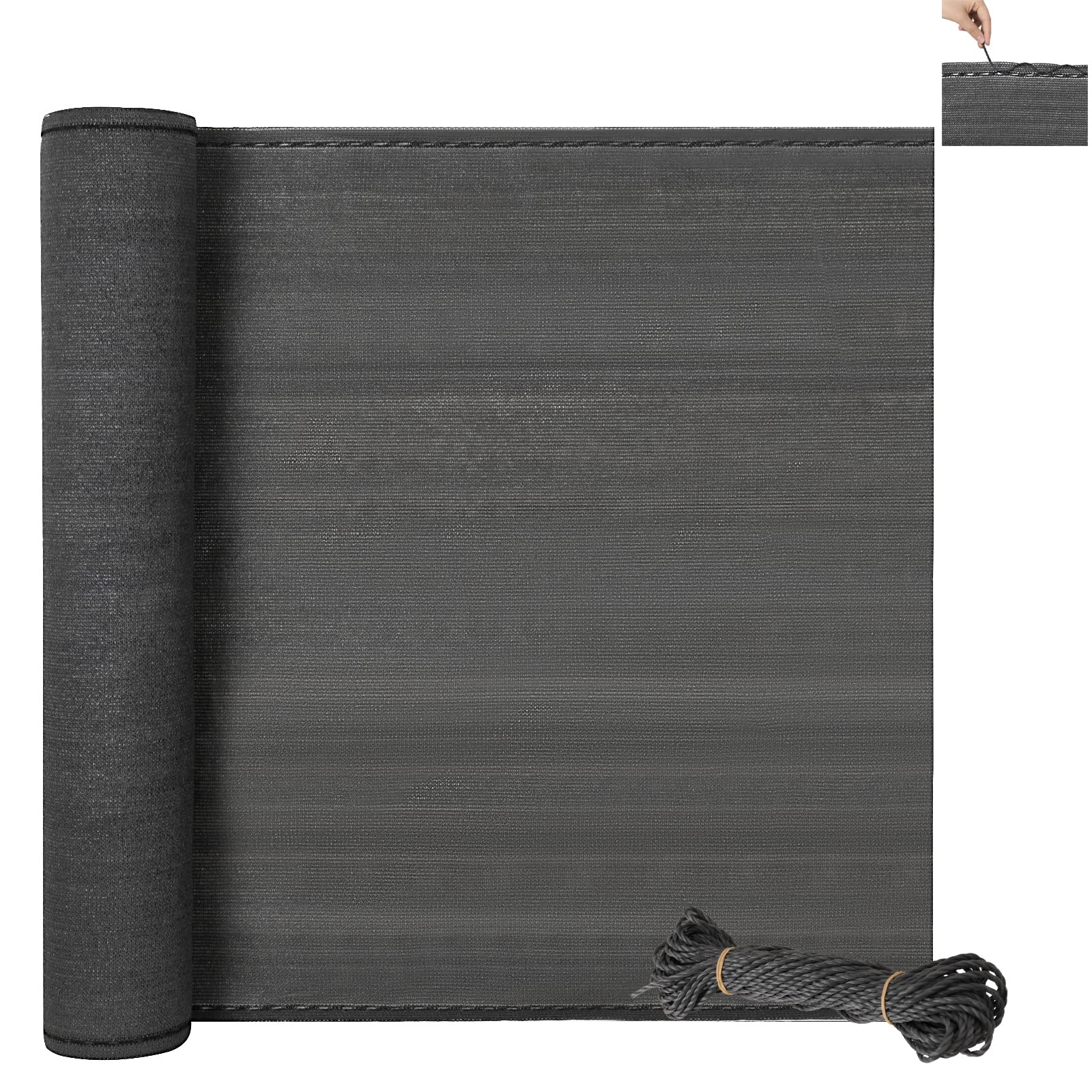 EUGAD Balcony Privacy Screen 1x6m Anthracite UV Sun Wind Protection HDPE Outdoor Garden Screening Shade Netting with Rope