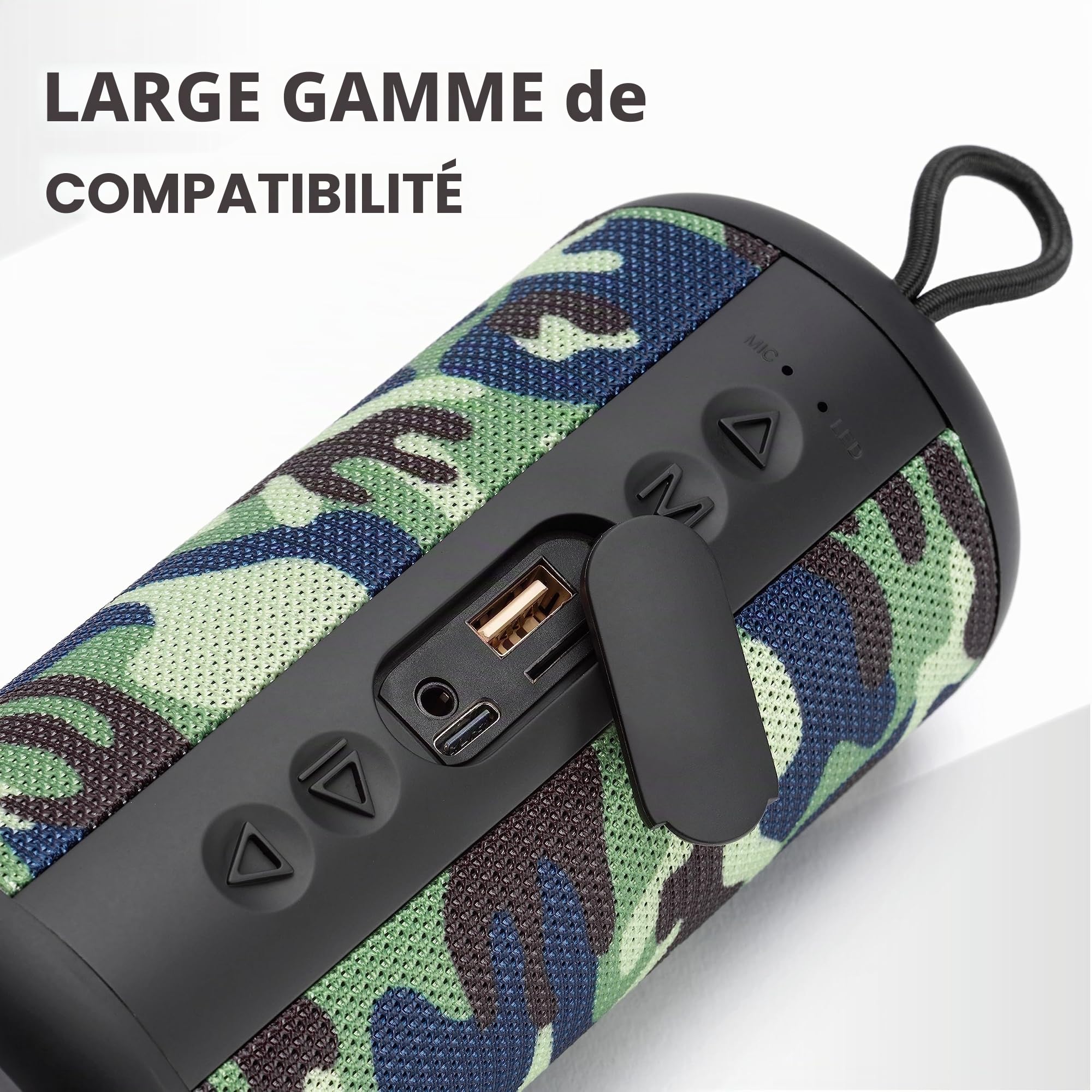 Music Sound - Speaker Vertical Enceinte Bluetooth 5.0 Portable 5 Watts de Puissance Emplacement Micro SD Portée 10Mt. Autonomie Batterie 4h et Charge 1,5h Fantasy Camu
