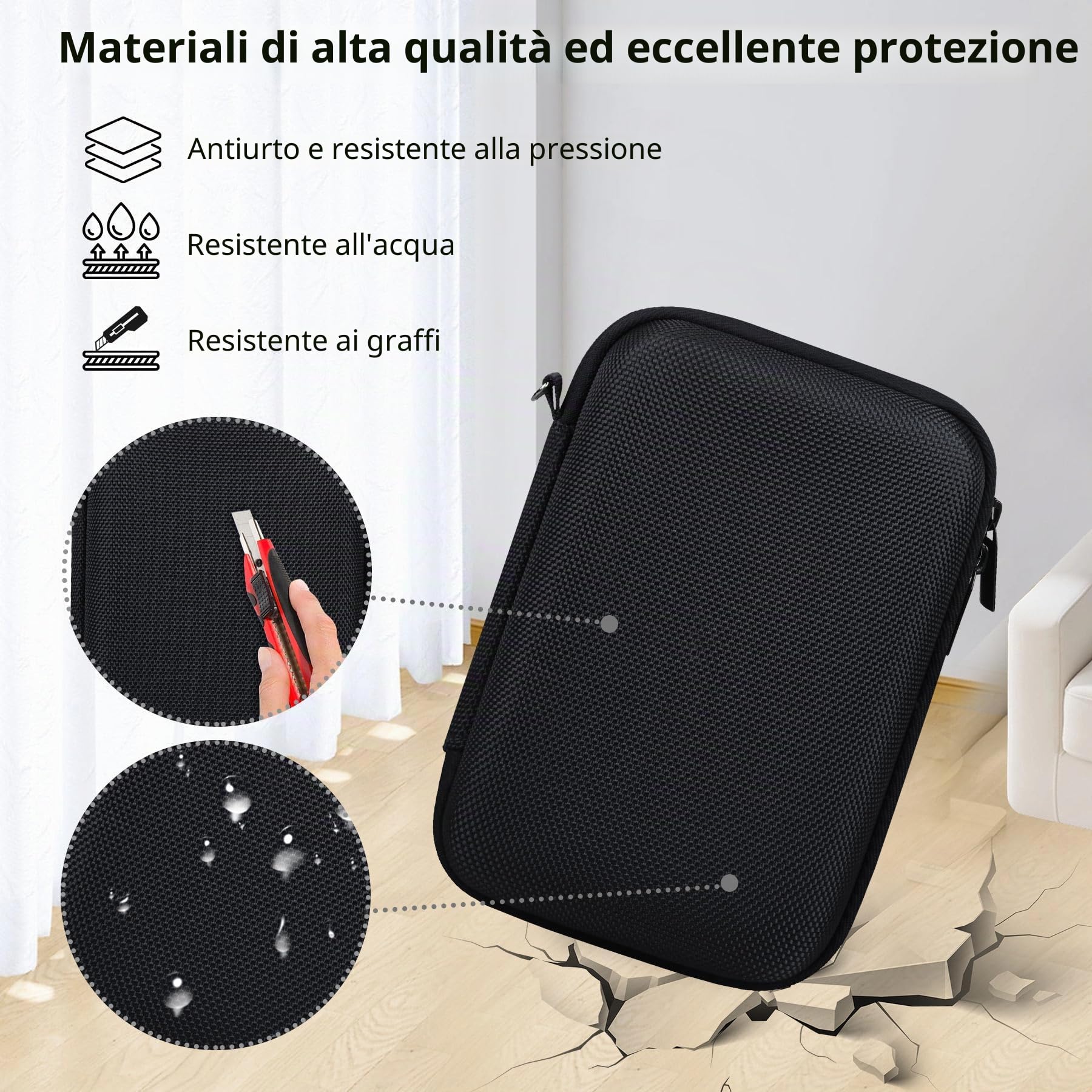 Custodia di viaggio dura per fotocamera digitale Fujifilm X100VI / X100V, custodia di archiviazione fotocamera digitale con tasca in rete per batterie, scheda SD, cavo USB, Nero
