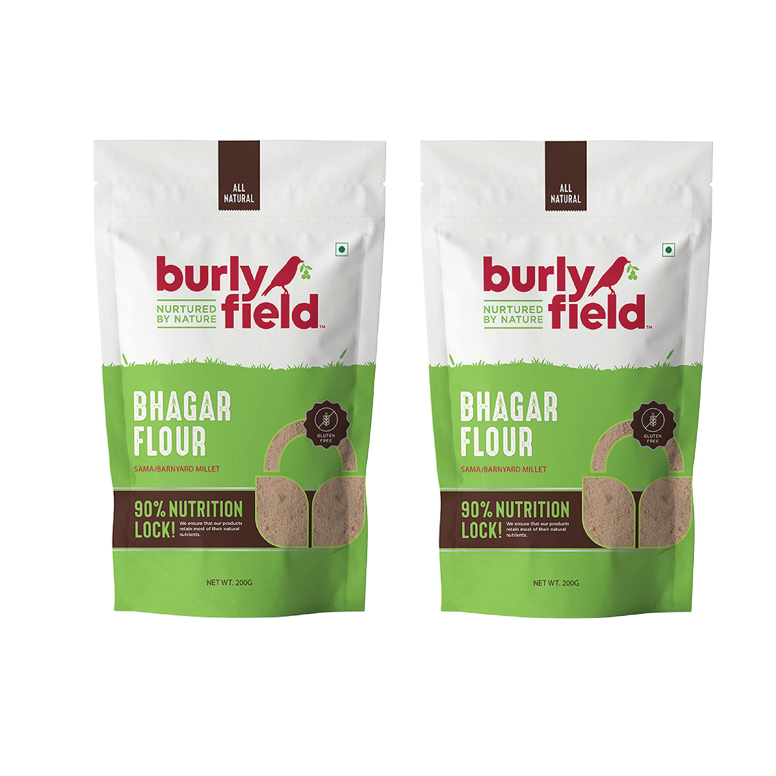 BURLY FIELD Natural Bhagar Flour | Sama Flour | Varai Atta | Samak Chawal atta | Vrat atta | Useful for upawas | Fasting | Barnyard Millet Atta | Gluten-Free 200g x 2 packs (B0983HZ2XK) Amazon Price History, Amazon Price Tracker