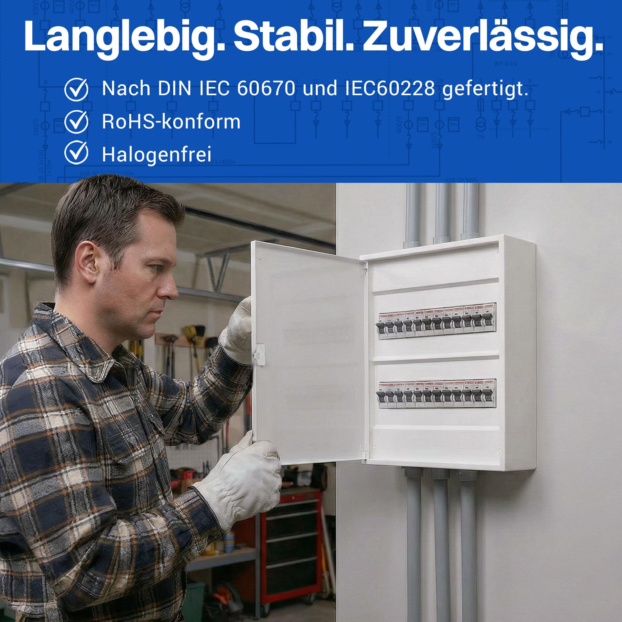 Intratec ALPHA Sicherungskasten Aufputz 2 reihig – Verteilerkasten Aufputz für 24 Module mit weißer Tür für einfache Installation Zuhause & Gewerbe – 377 x 310 x 96mm