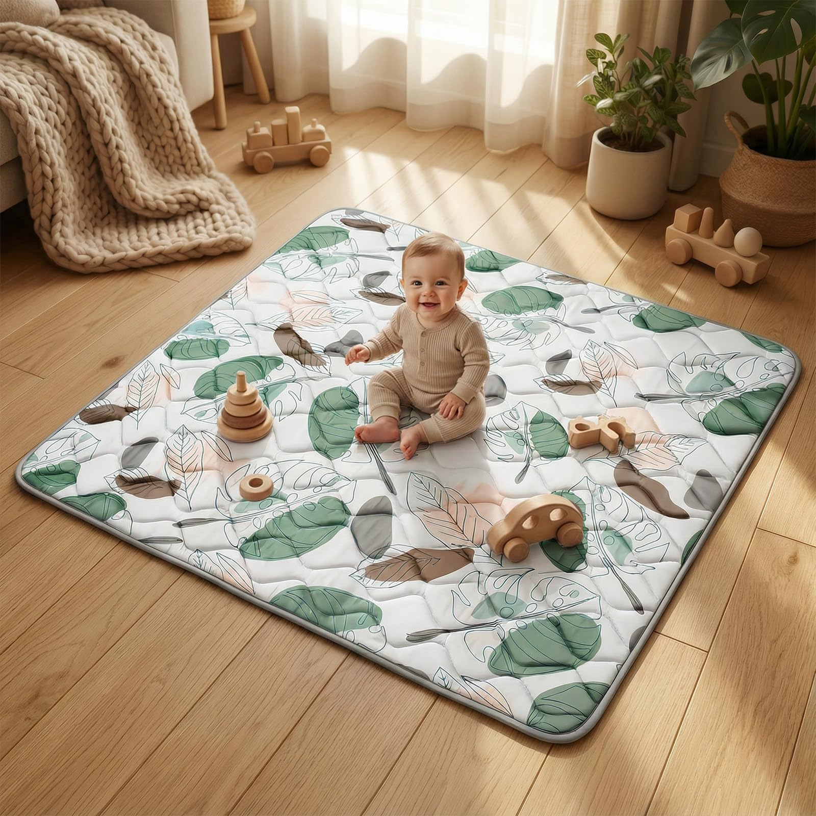 UBRAVOO Baby-Spielmatten, Krabbel-Laufgittermatte, Schaumstoff-Spielmatte für Babys und Kleinkinder, faltbare Krabbelmatten, rutschfest und maschinenwaschbar (Tropischer Regenwald, 180cm*150cm)