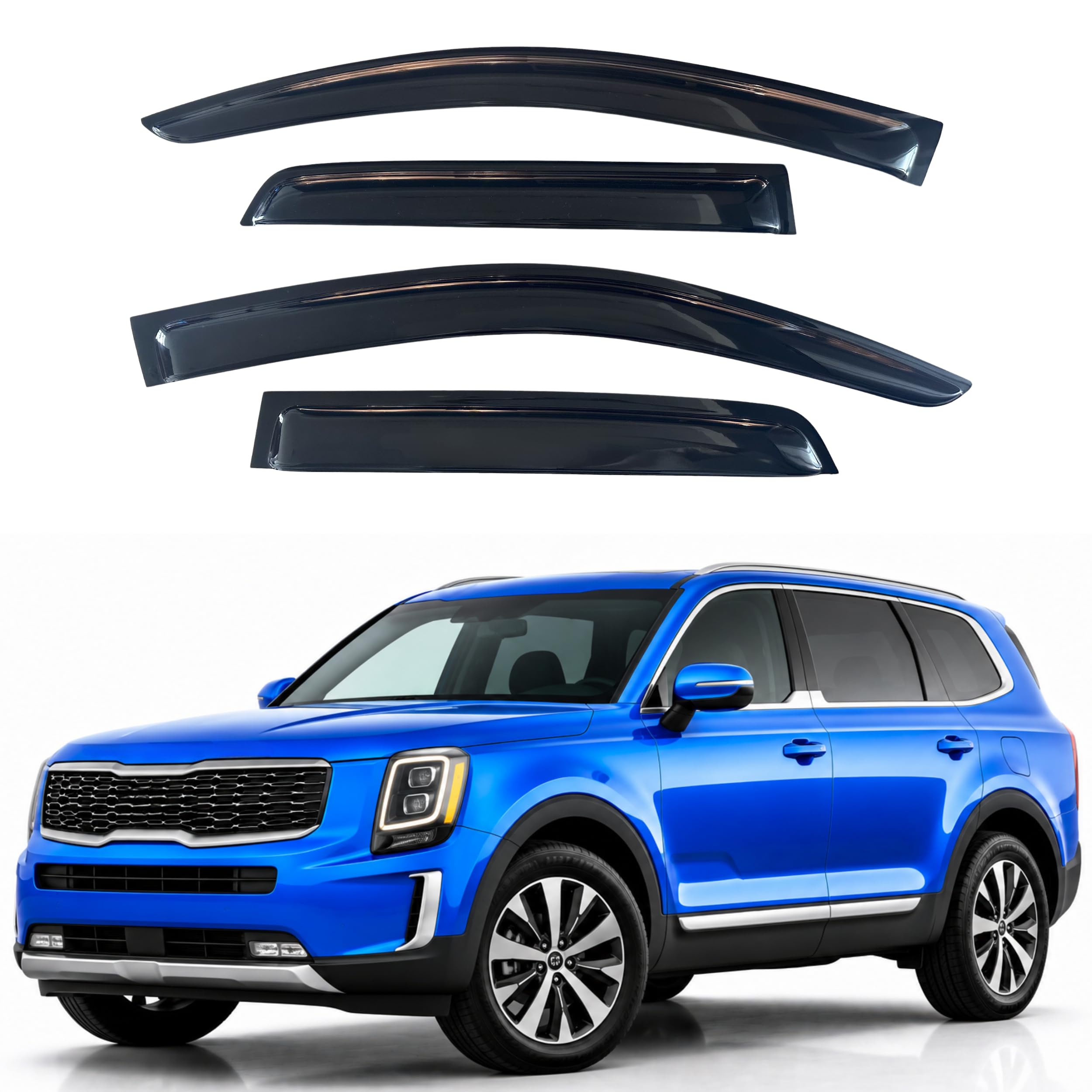 IG Window Visors Fit for 2020-2026 Kia Telluride, Out-Channel Rain Guards Vent Wind Deflectors 4PC, Car Accessories for 20-26 Telluride